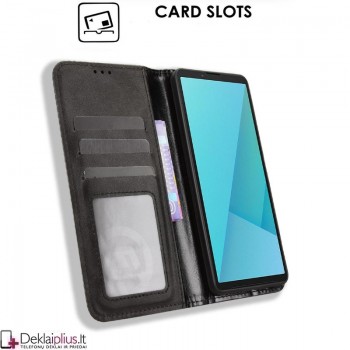 Dirbtinės odos atverčiamas dėklas su skyreliais - juodas (Sony Xperia 10 VII) Dirbtinės odos atverčiamas dėklas su skyreliais - juodas (Sony Xperia 10 VII)
